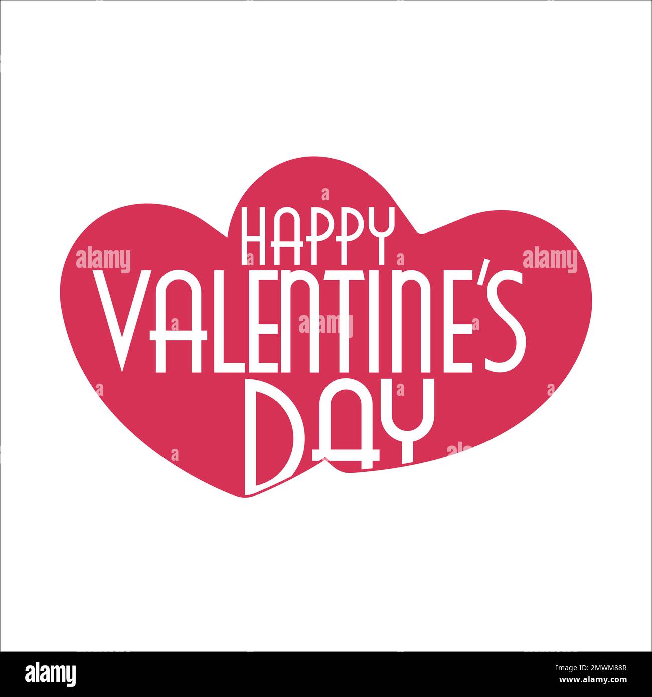 Illustration vectorielle de la carte de vœux Happy Valentine avec deux coeurs et texte. Site Web, affiches, coupons, publicité. Illustration de Vecteur