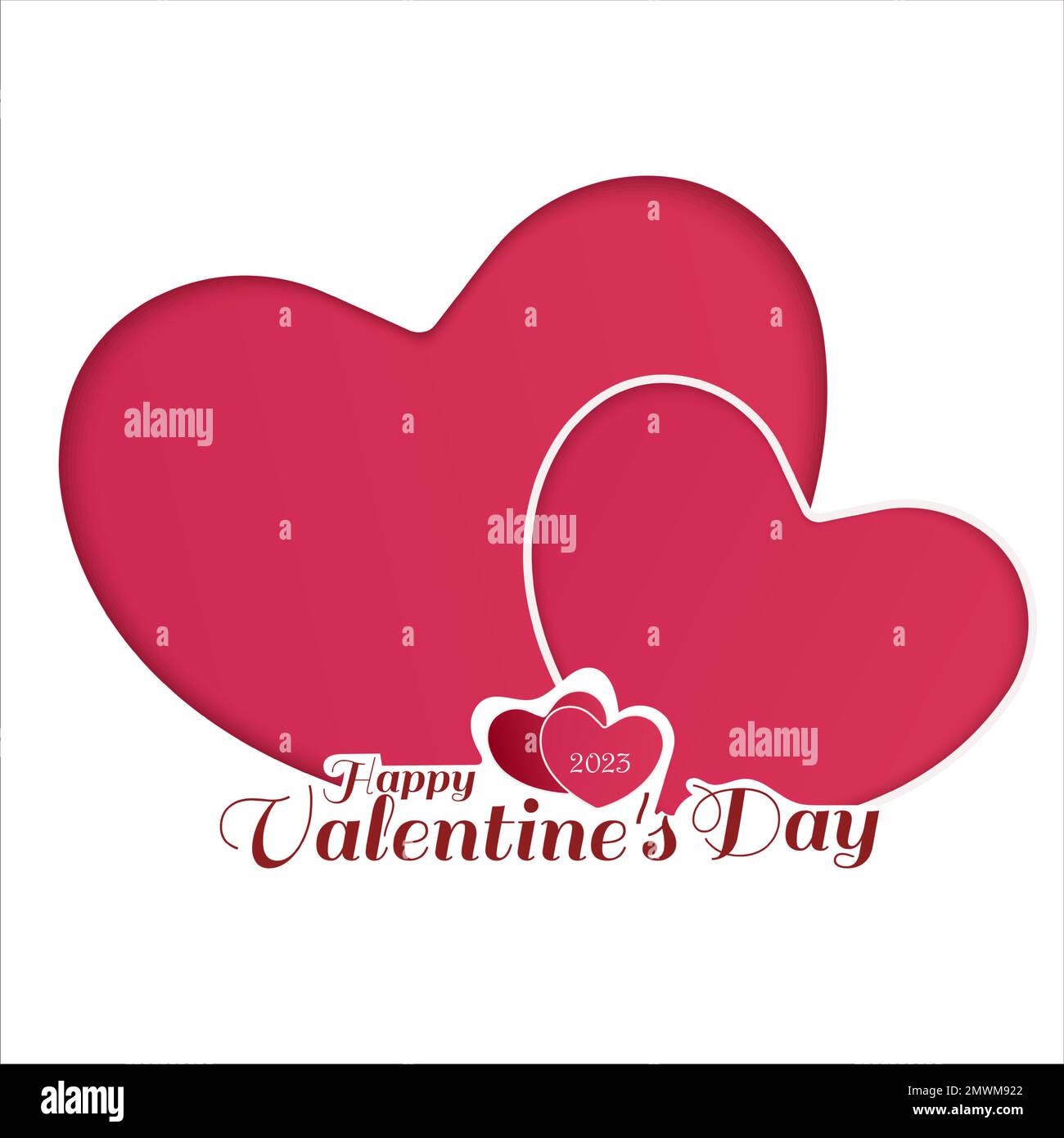 Carte de vœux de Saint-Valentin avec deux coeurs sur fond blanc. Illustration de Vecteur