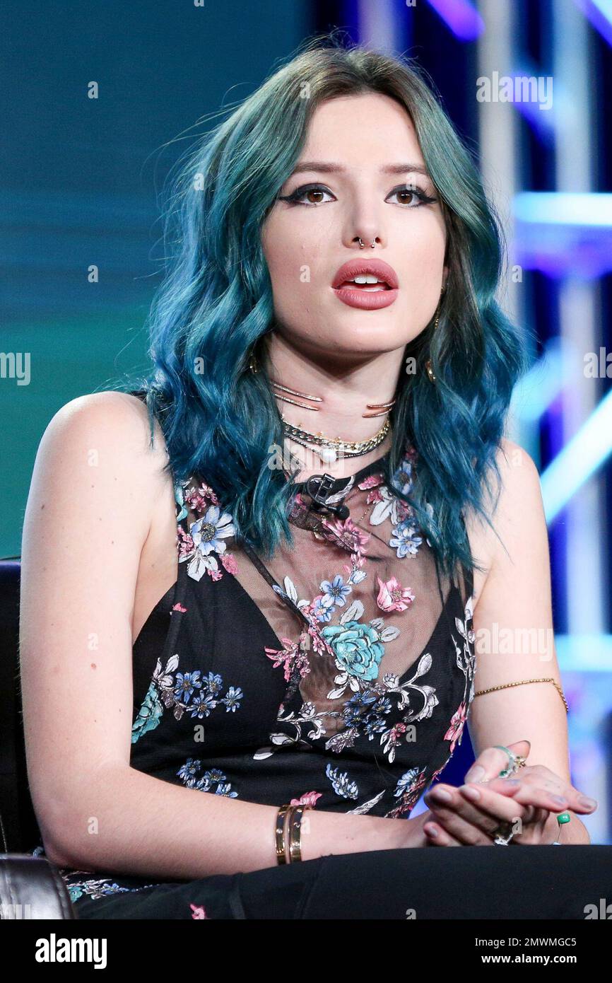Bella Thorne speaks at the "Famous In Love" panel at the Disney/ABC portion of the 2017 Winter Television Critics Association press tour on Tuesday, Jan. 10, 2017, in Pasadena, Calif. (Photo by Rich Fury/Invision/AP) Banque D'Images