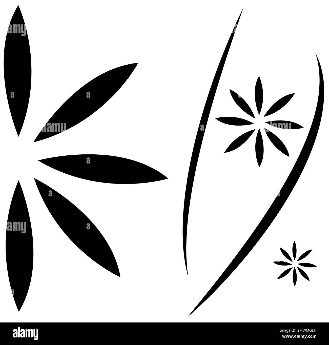 Un travail artistique pour l'abstraction des roses noires, des roses noires avec le style artistique minimaliste, dessin monochromatique pour les roses, illustration simple de la rose Banque D'Images