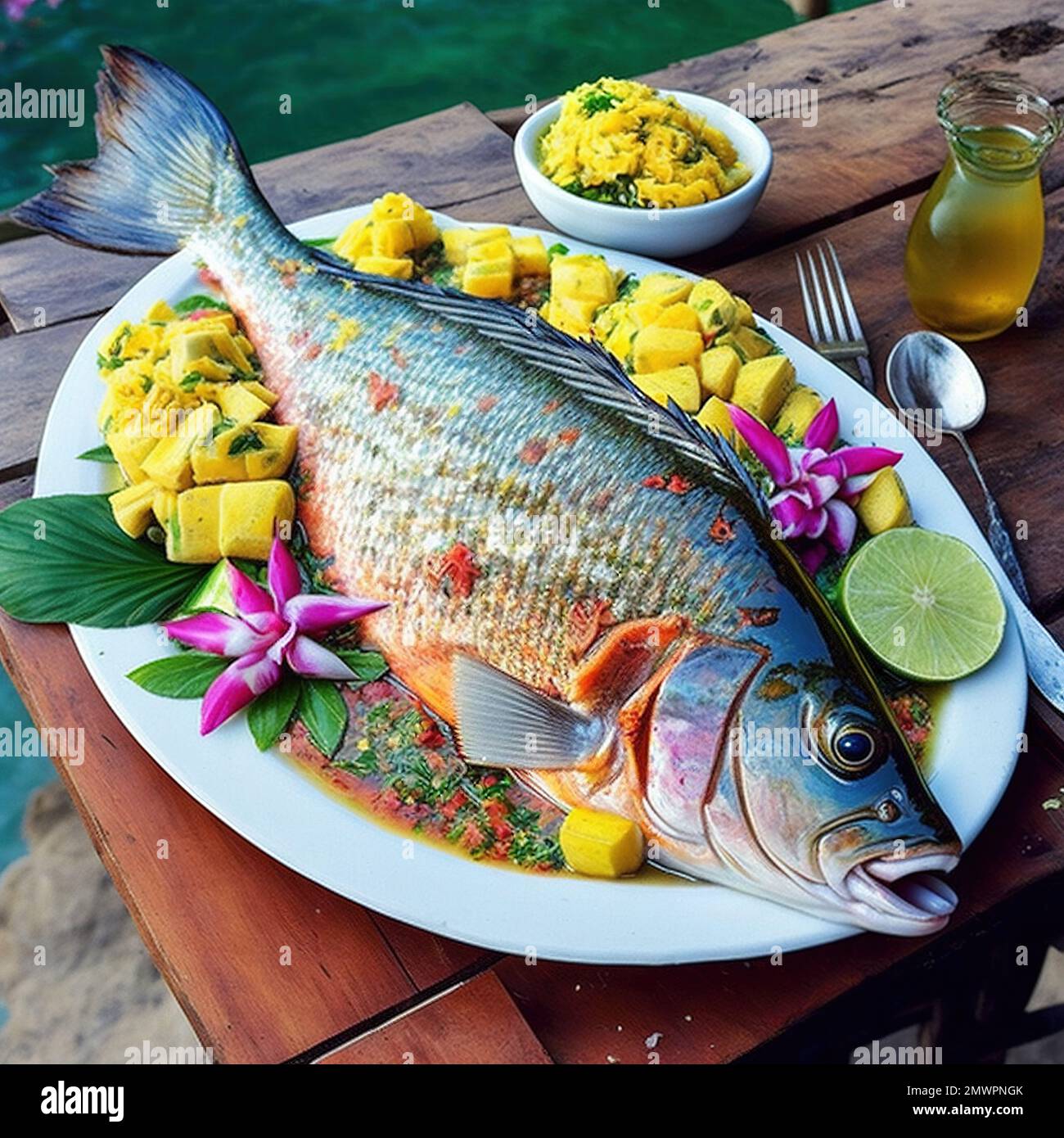 Délice de l'île. Unicorn Fish de Virgin Island. La culture de l'île. Banque D'Images