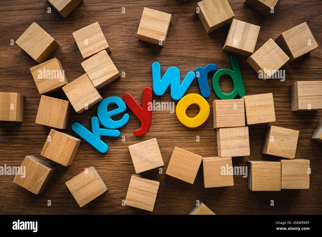 Alphabet coloré de mot-clé. Banque D'Images