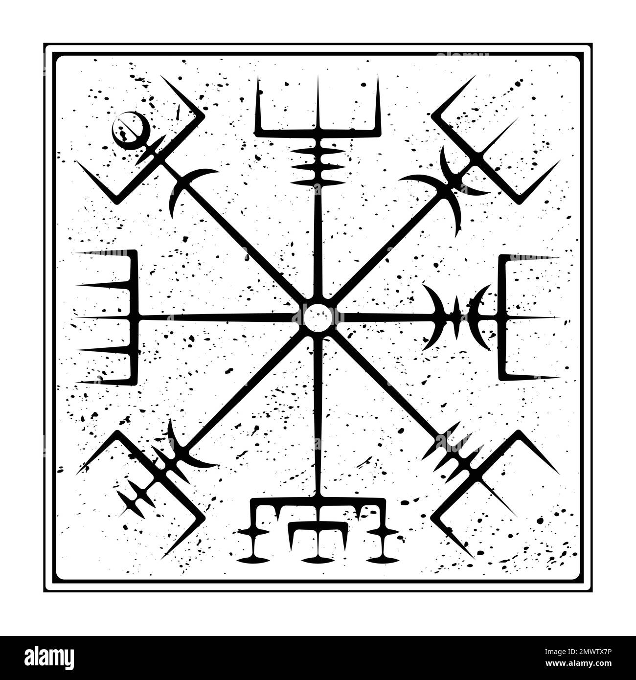 Vegvisir vrai carré noir angles vifs Illustration de Vecteur