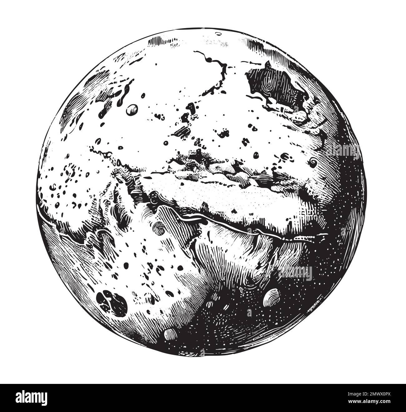 Planète mars esquisse dessinée à la main dans l'illustration de style Doodle Illustration de Vecteur