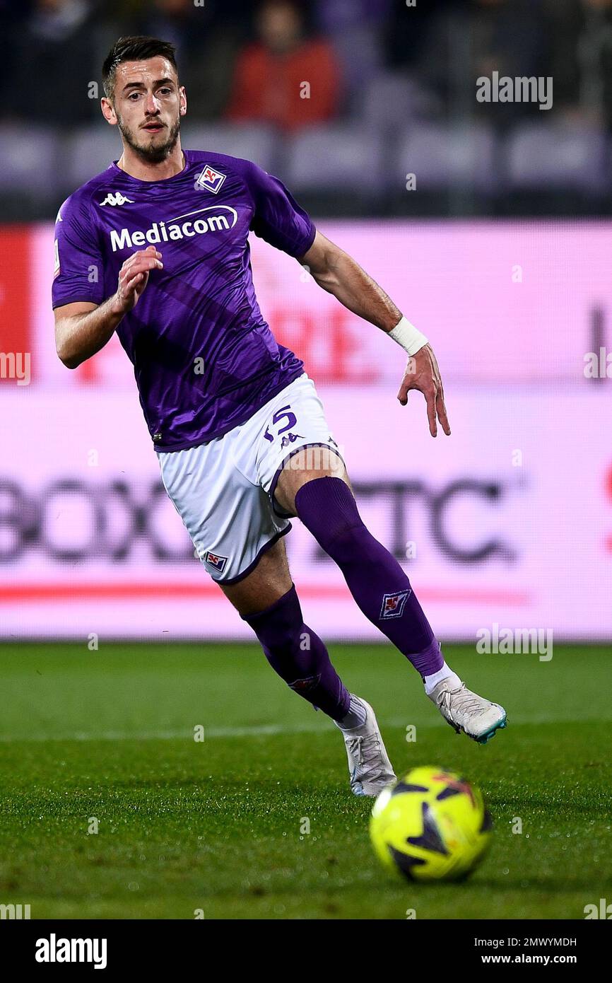 Florence, Italie. 01 février 2023. Aleksa Terzic de l'ACF Fiorentina en action pendant le match de football de Coppa Italia entre l'ACF Fiorentina et le Torino FC. Credit: Nicolò Campo/Alay Live News Banque D'Images