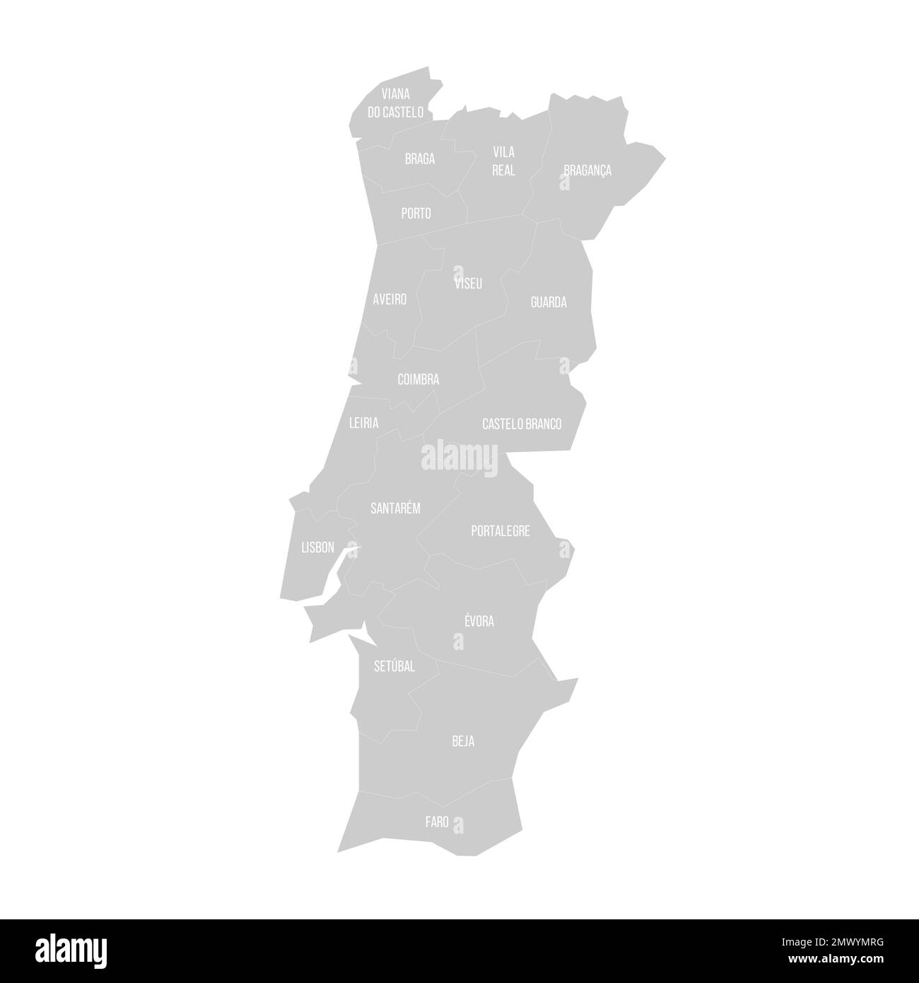 Portugal carte politique des divisions administratives districts