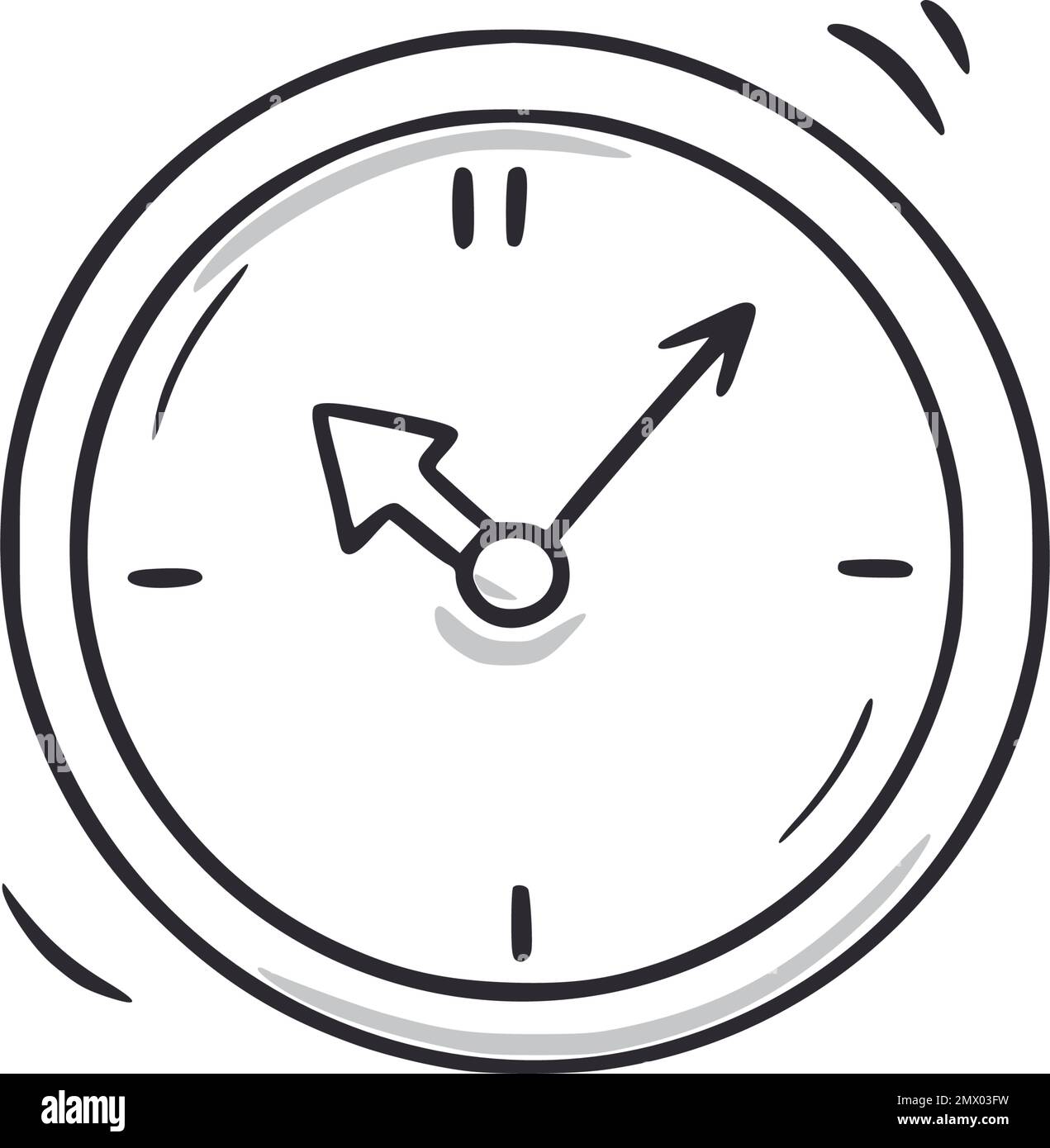 Dandindle d'horloge. Horloge icône de style d'esquisse dessinée à la main. Notion : mesure du temps. Illustration vectorielle Illustration de Vecteur