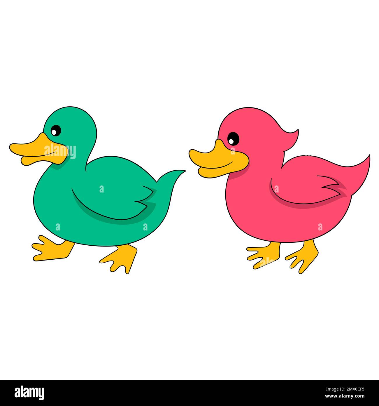deux canards mignons marchent main dans la main. illustration de conception vectorielle Illustration de Vecteur