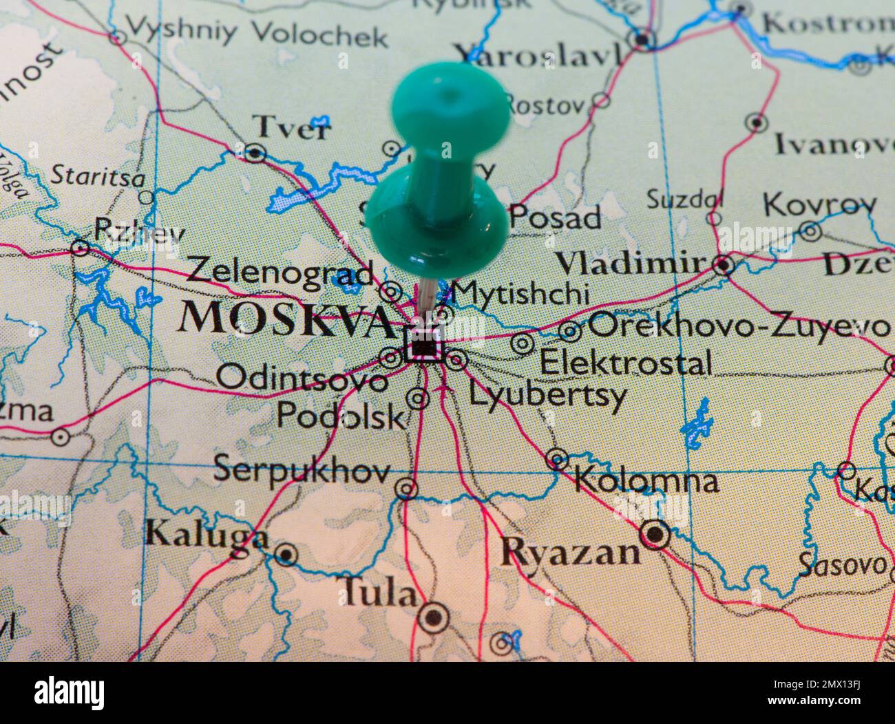 Emplacement PIN sur la carte Moscou Banque D'Images