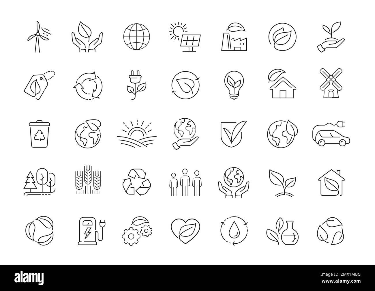 Ecologie et Environnement, icônes d'interface utilisateur définies dans un style linéaire. Concept ECO. Symboles et signes avec contour fin Banque D'Images