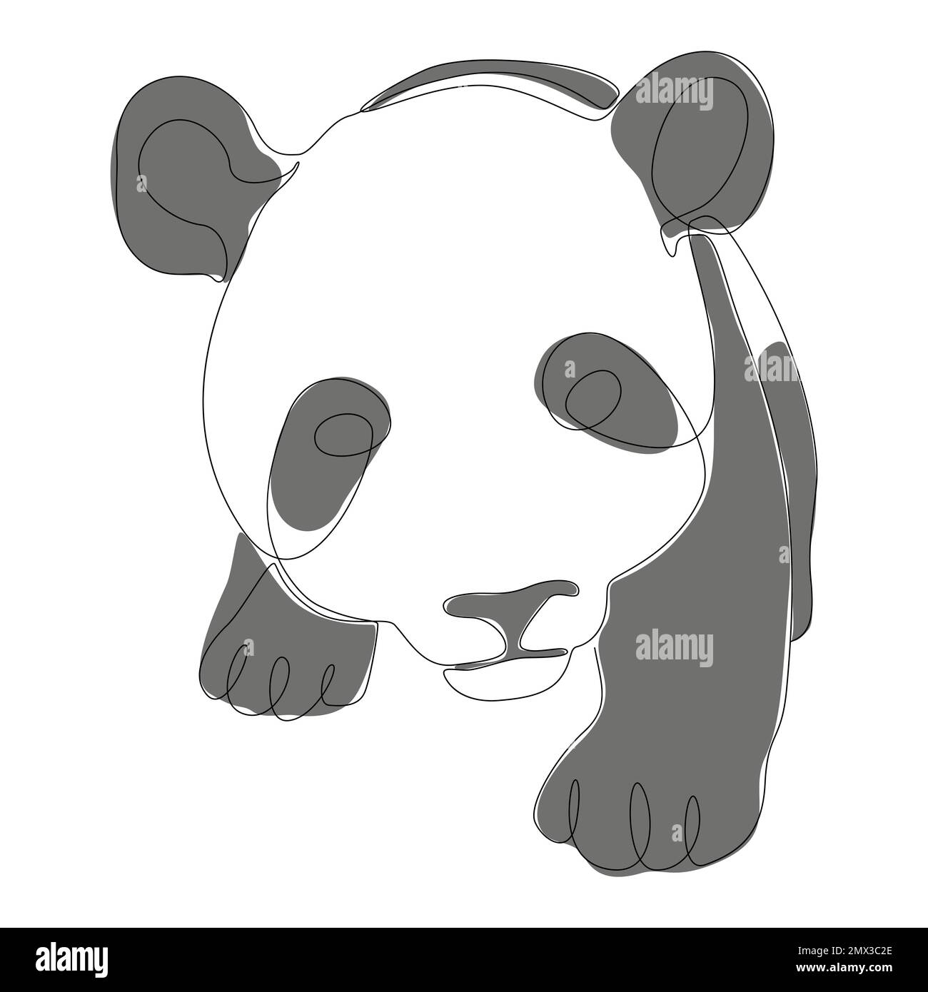 Une ligne continue de Panda Bear. Concept de vecteur d'illustration à trait fin. Dessin de contour idées créatives. Illustration de Vecteur