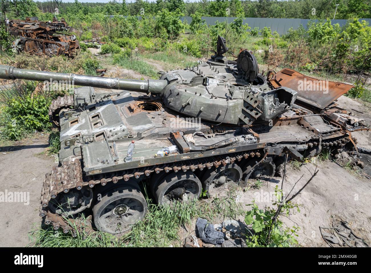 La guerre en Ukraine - détruit le matériel militaire Banque D'Images