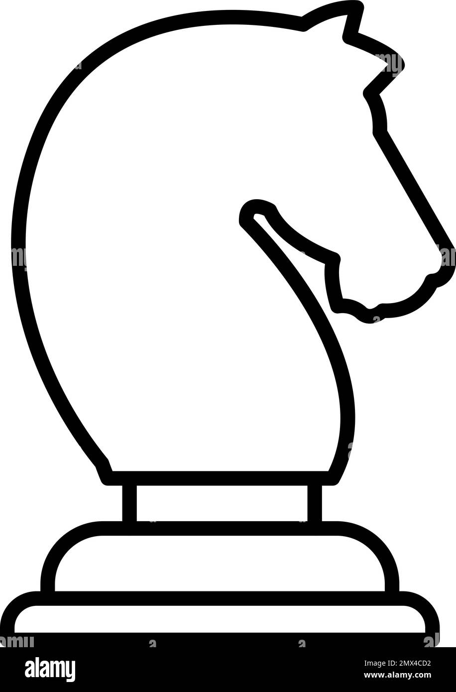 Icône de ligne de pièce de chevalier en forme de chas. Figurine de cheval Illustration de Vecteur
