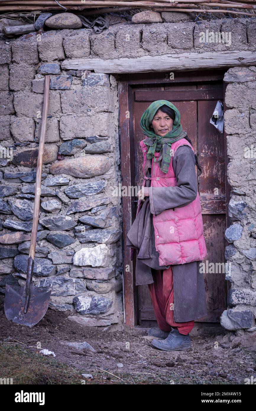 Femme Ladakhi, Photoksar, Ladakh, Inde Banque D'Images