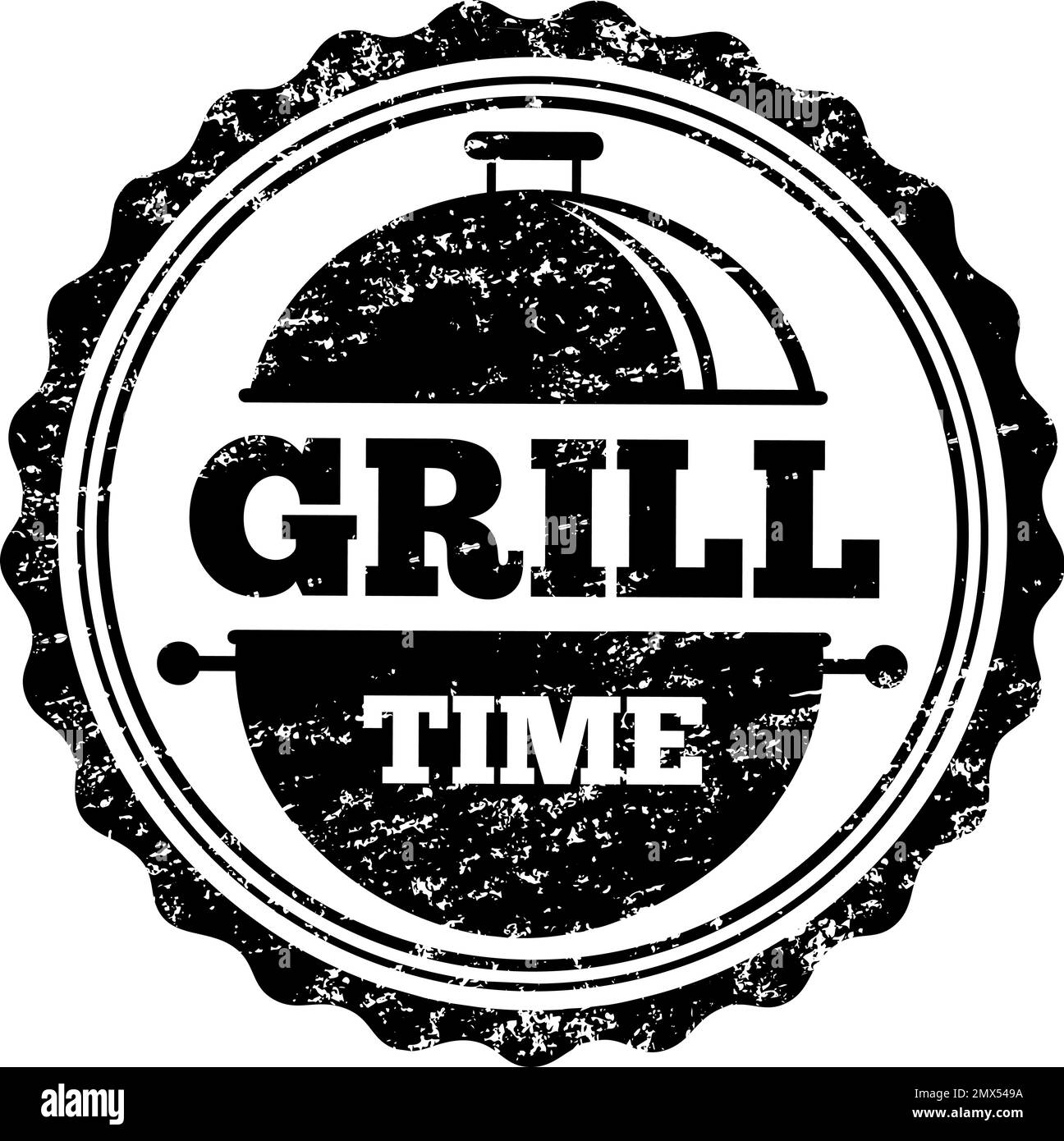 Emblème de grunge de magasin de gril. Logo rond rétro Illustration de Vecteur