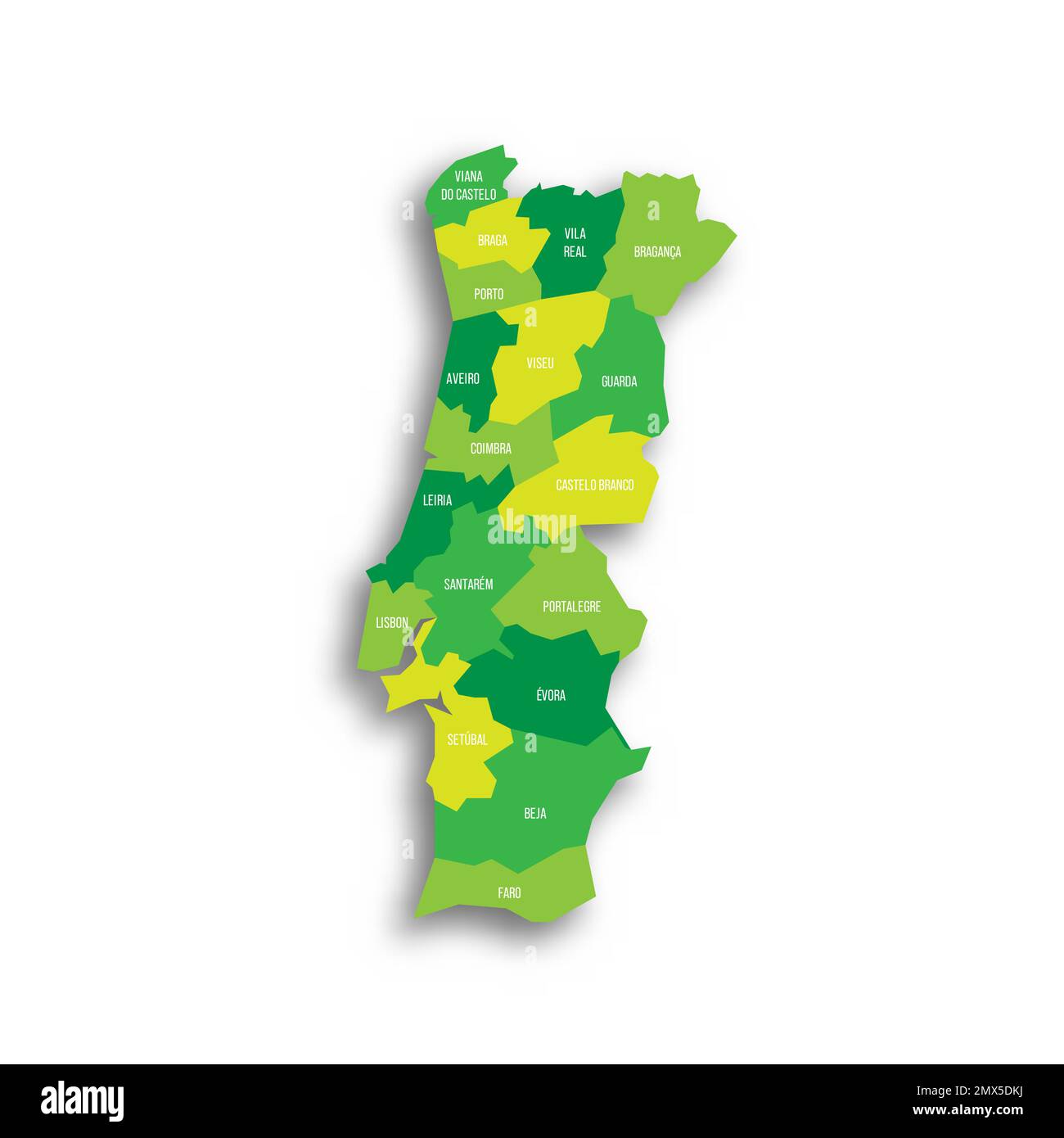 Portugal carte politique des divisions administratives Illustration de Vecteur