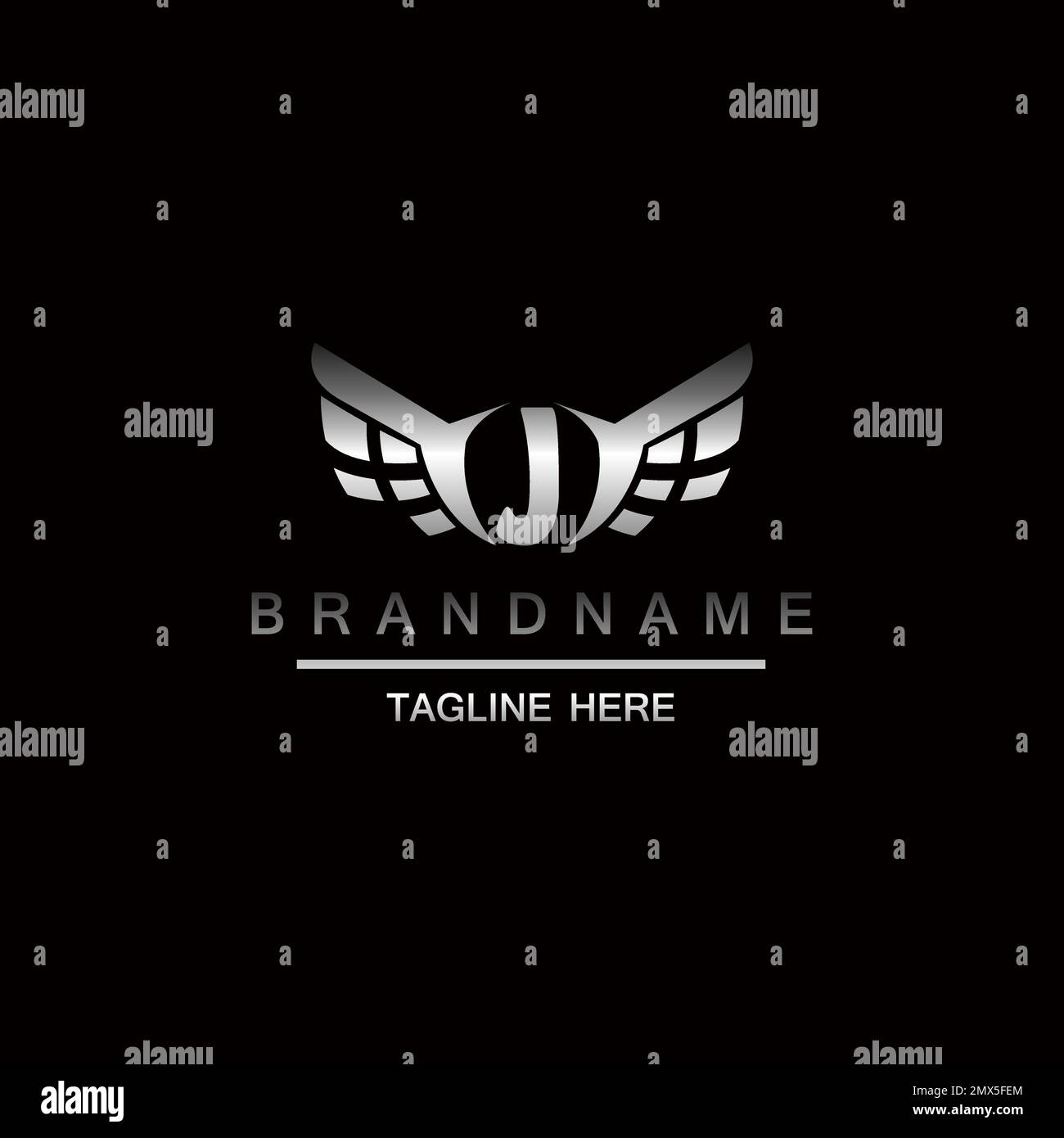 Lettre J métal ailes élément de conception du logo vectoriel initial Illustration de Vecteur
