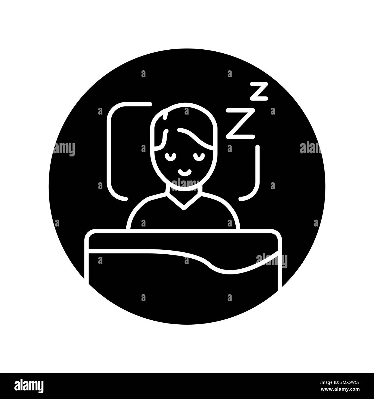 Icône de ligne de couleur de personne dormant. Santé mentale. Un mode de vie sain. Bonne sensation Illustration de Vecteur