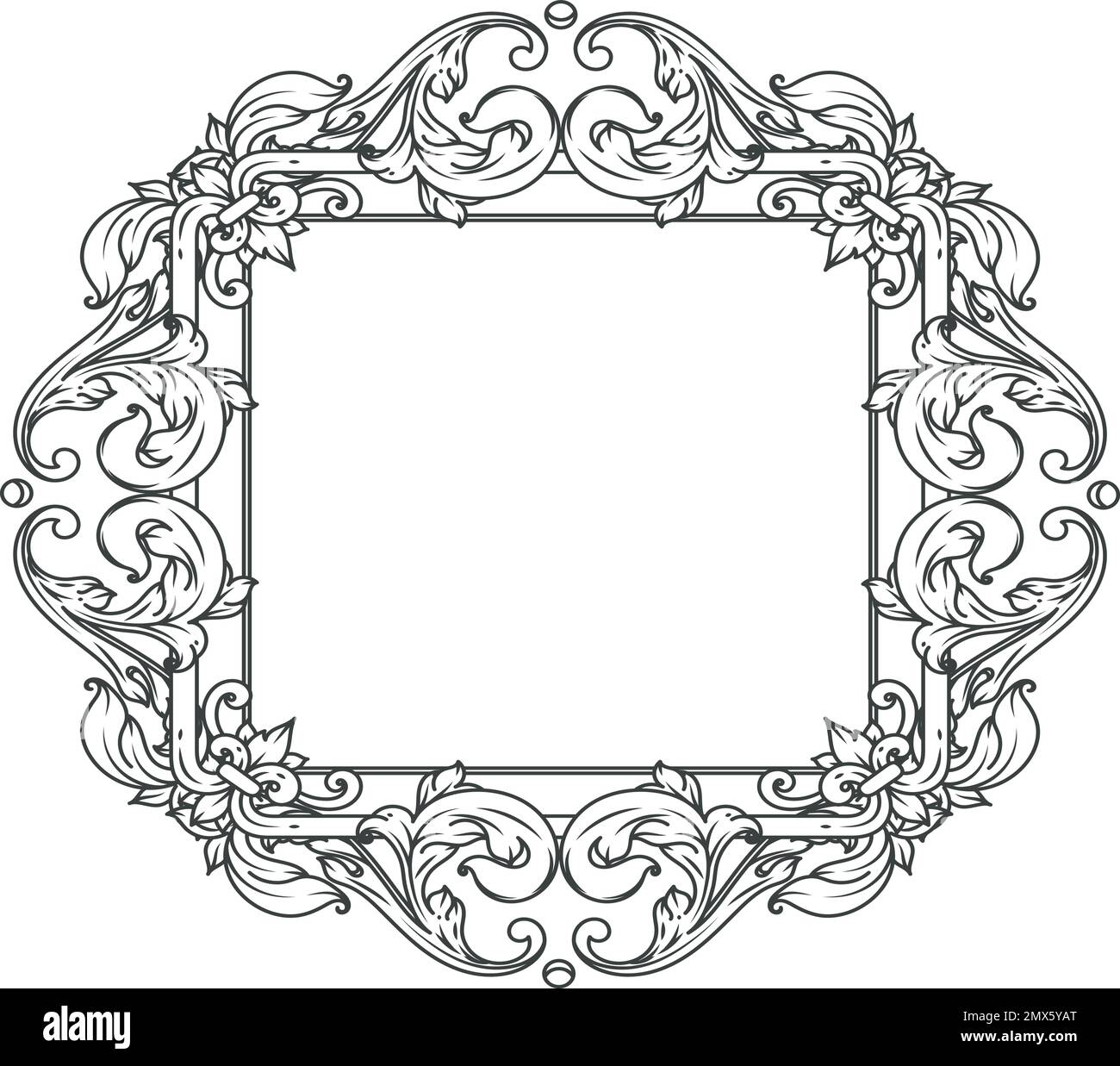 Modèle de cadre de style vintage. Bordure victorienne ornée Illustration de Vecteur