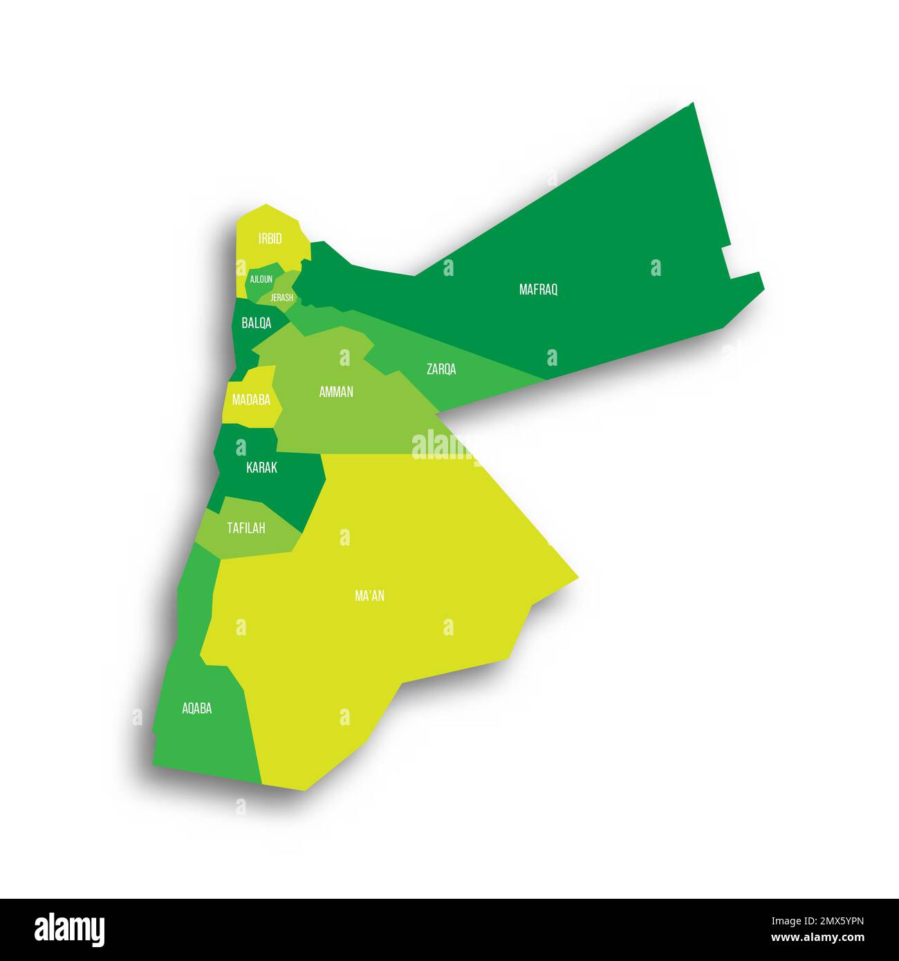 Jordanie carte politique des divisions administratives Illustration de Vecteur