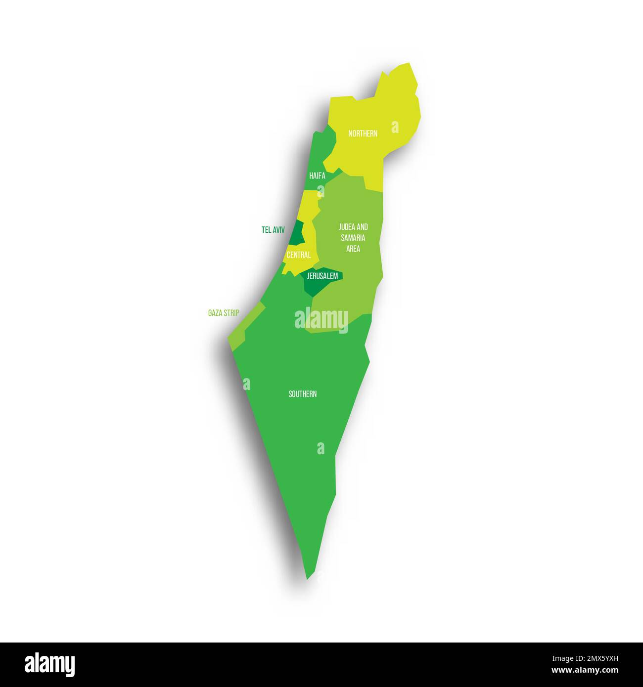 Israël carte politique des divisions administratives Illustration de Vecteur