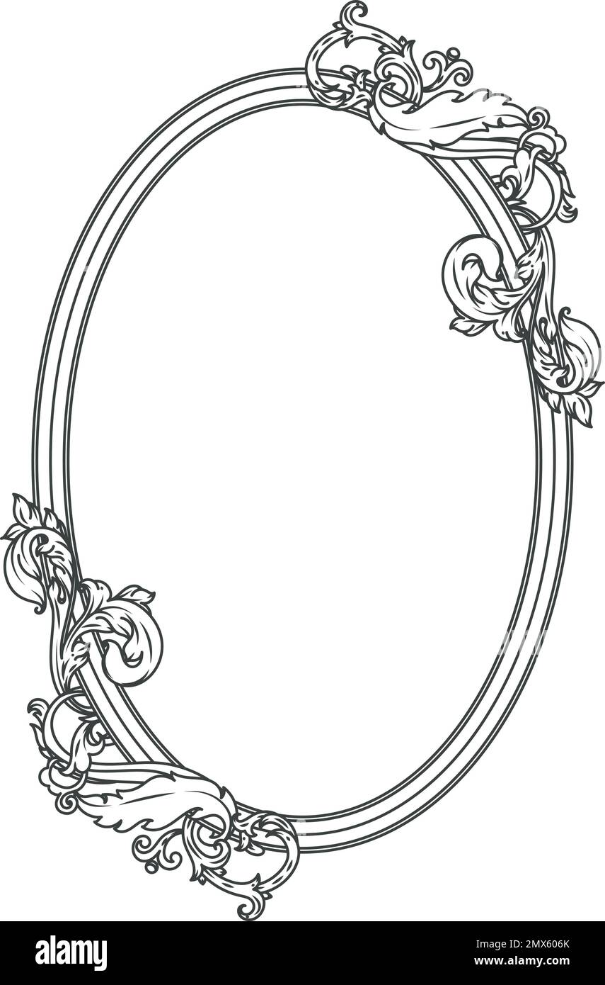 Cadre en filigrane rond. Bordure baroque vintage décorative Illustration de Vecteur