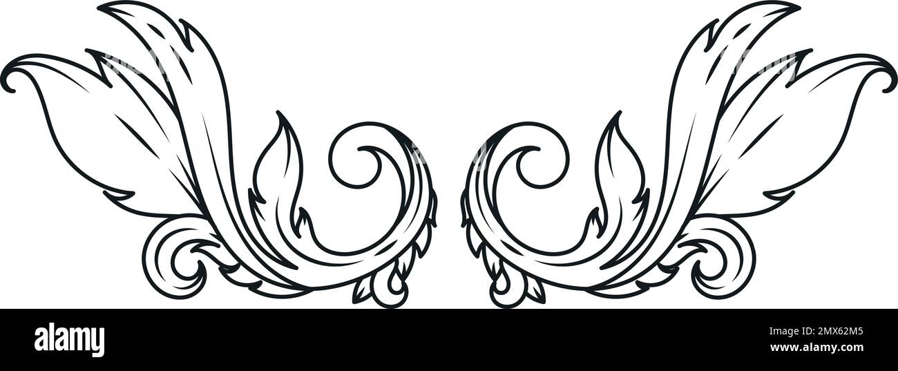 Fleurir les feuilles en filigrane. Élément décoratif orné de tourbillons Illustration de Vecteur