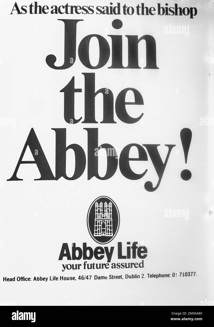 Une publicité de 1981 pour Abbey Life assurance Limited. La société est fermée à de nouvelles activités depuis 2000. Banque D'Images