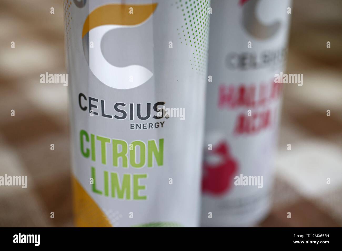 Fabricant américain de boissons énergétiques Celsius. Banque D'Images