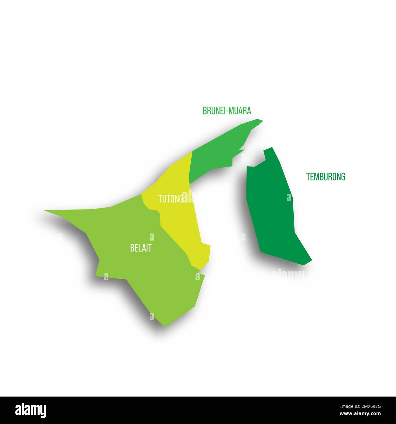 Brunei carte politique des divisions administratives Illustration de Vecteur