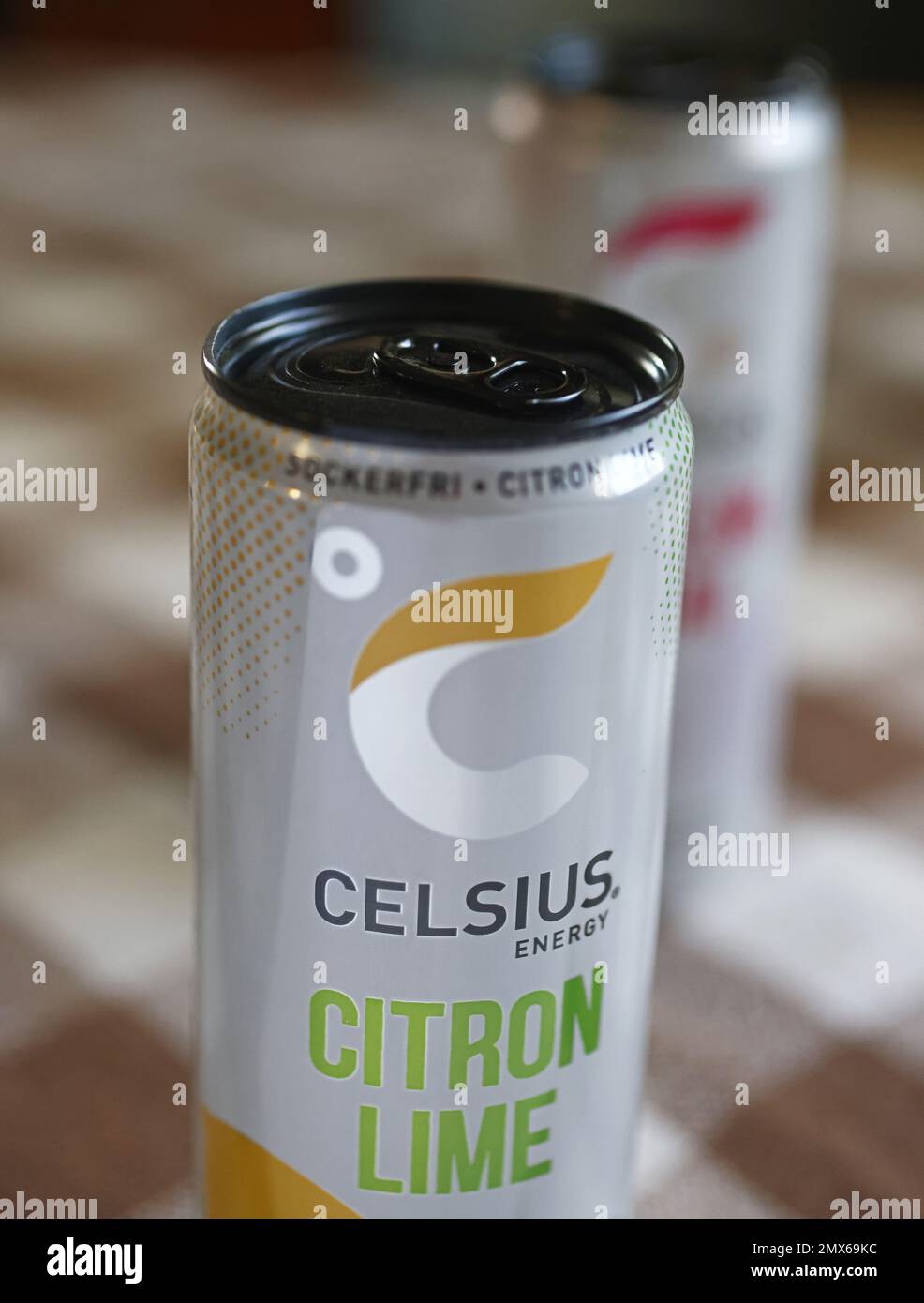 Fabricant américain de boissons énergétiques Celsius. Banque D'Images