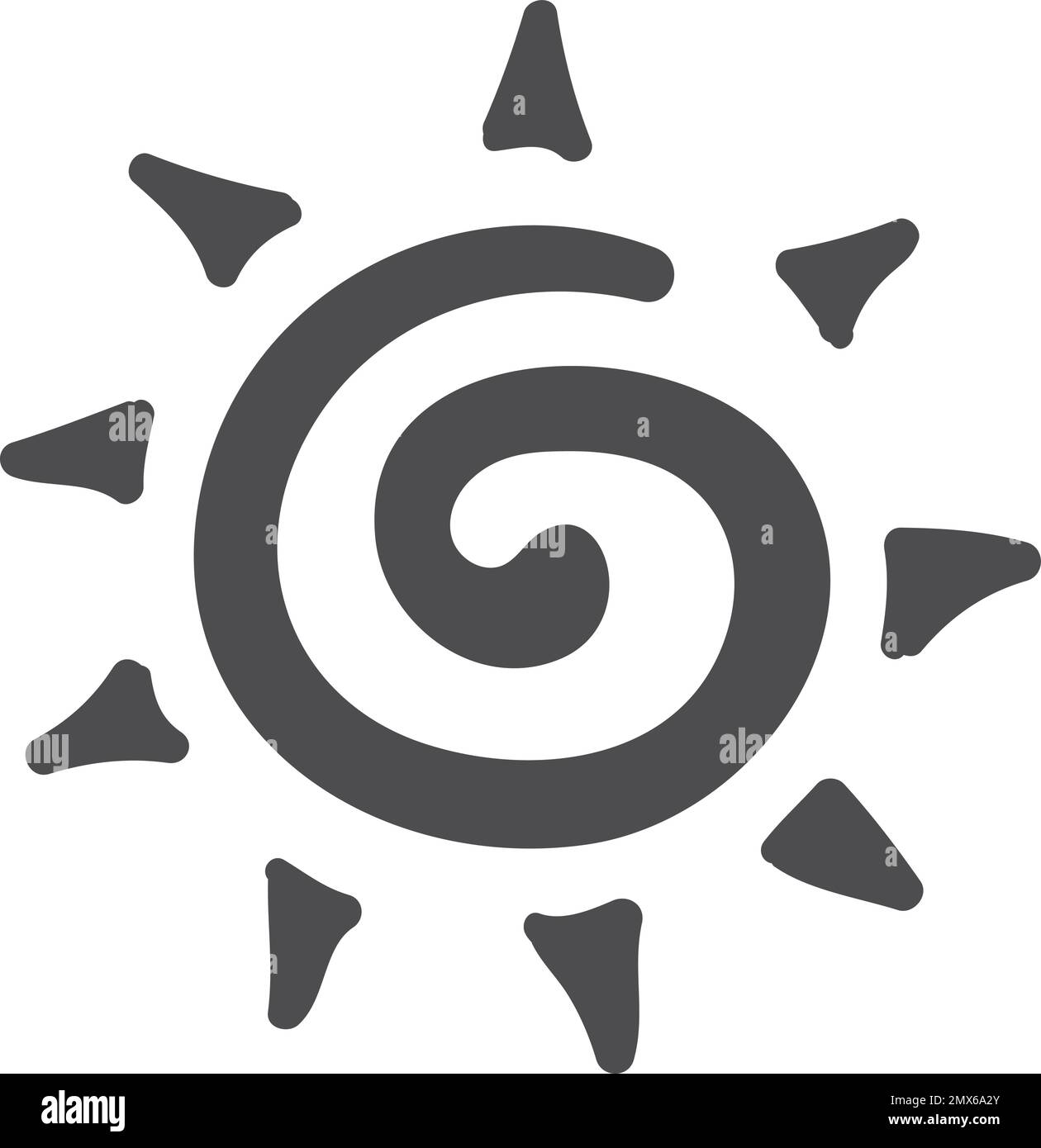 Symbole de soleil décoratif. Tourbillon noir. Signe du ciel brillant Illustration de Vecteur