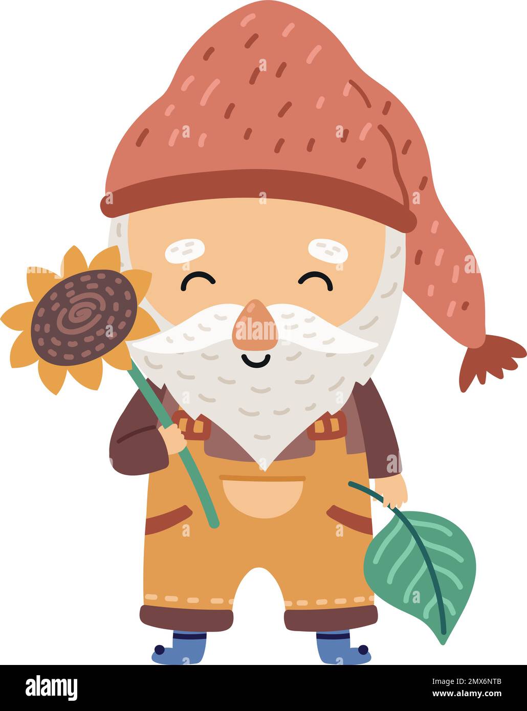Caractère GNOME. Joli nain barbu. Mascotte nature Illustration de Vecteur