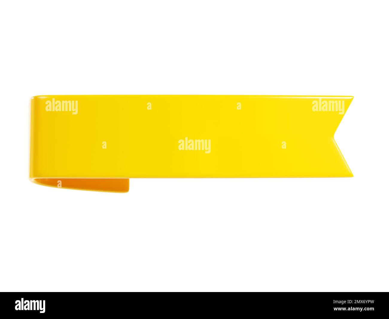 Illustration du rendu de la bannière de ruban jaune 3D - étiquette de texte simple ou étiquette à vendre et message de promotion. Banque D'Images