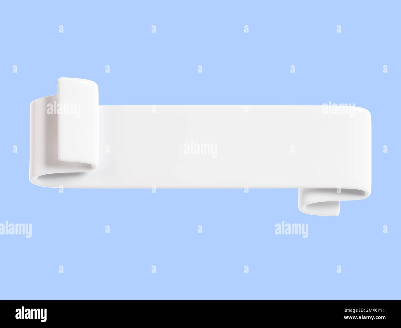 Rendu de la bannière ruban blanche 3D - illustration d'une zone de texte laminée brillante pour le titre ou le message publicitaire. Banque D'Images