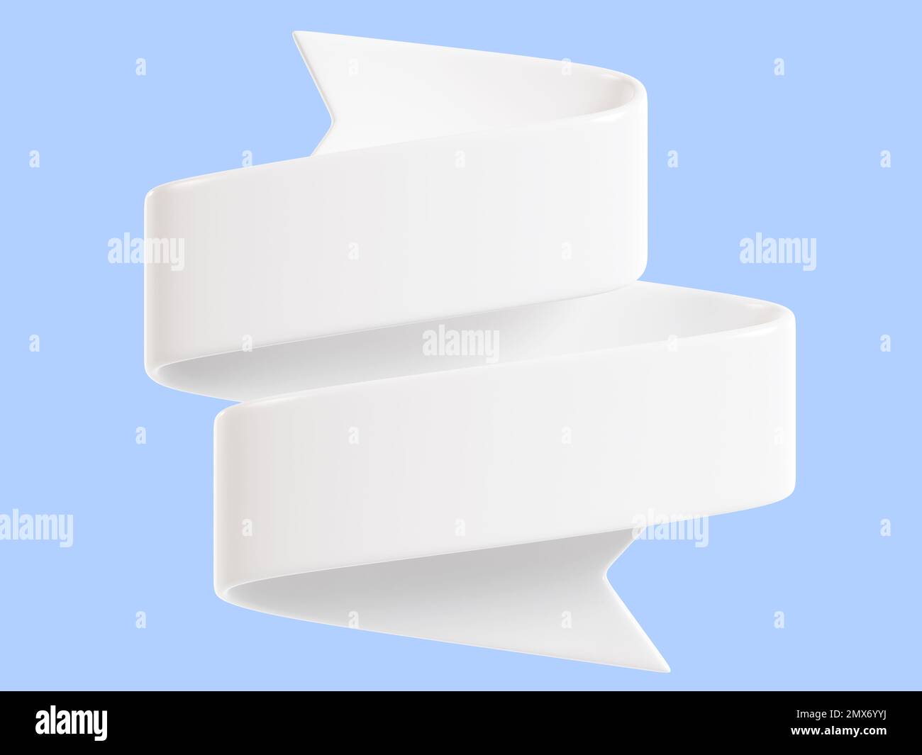 Solde ruban bannière 3D rendu - tissu blanc gondolé ou boîte de texte en plastique pour message de promotion ou de félicitations. Banque D'Images