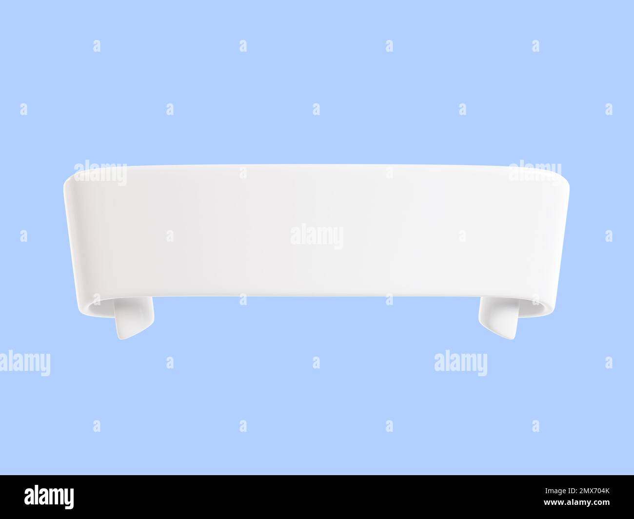 Ruban texte bannière 3D rendu - blanc brillant ruban double roulé pour message de vente ou de promotion. Banque D'Images
