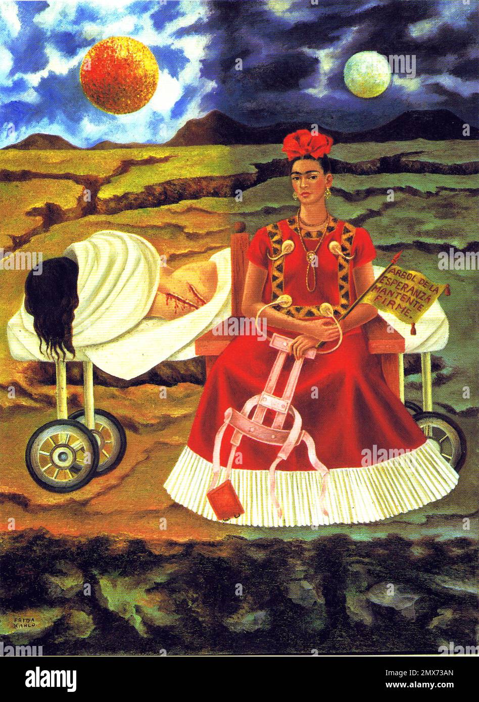 Frida Kahlo/ Árbol de la esperanza, autorretrato, 1946. Óleo sobre masonite, 54cm × 40cm. Colección Daniel Filipacchi. París, Francia. Banque D'Images