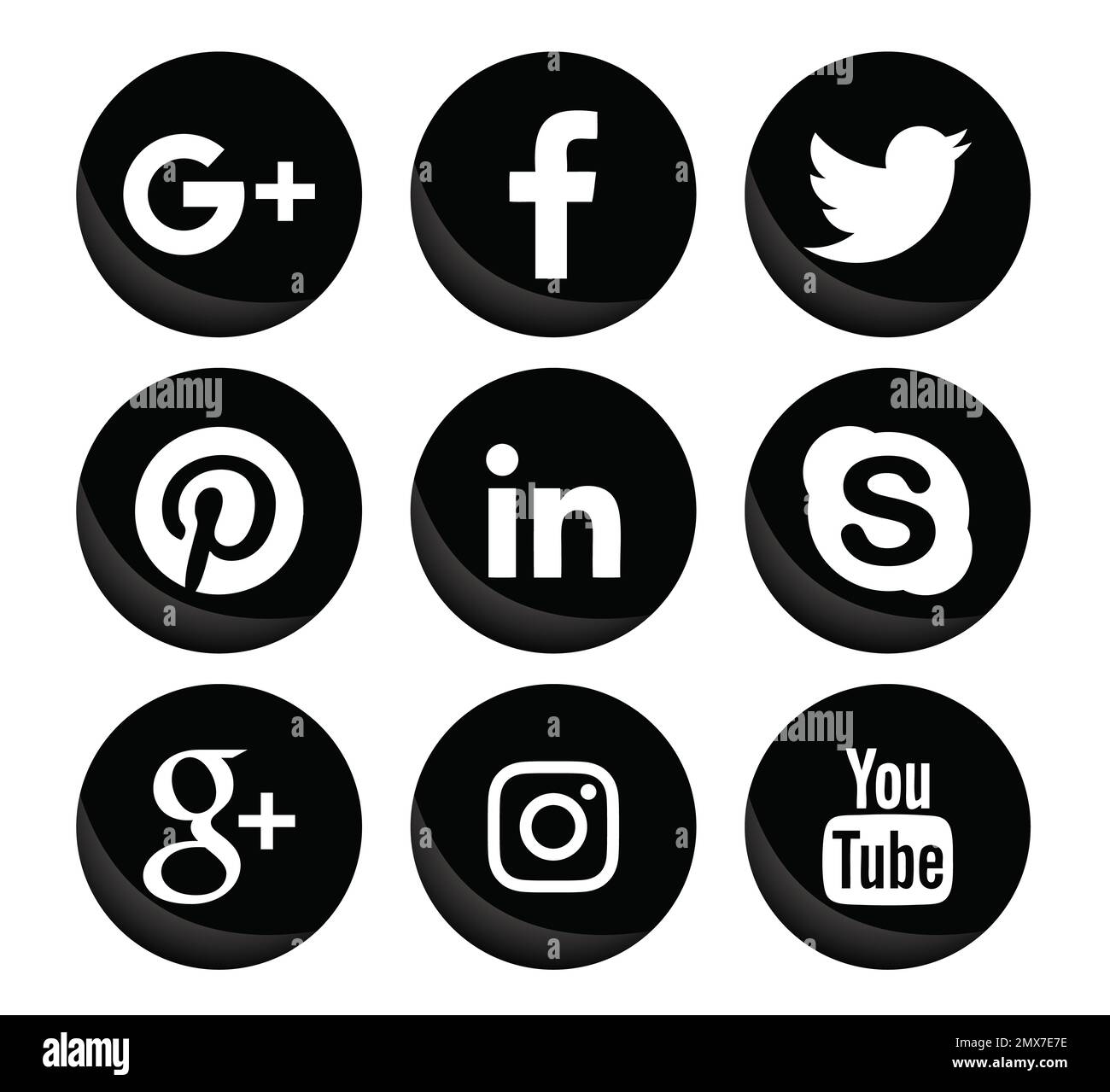 MYKOLAIV, UKRAINE - 5 AVRIL 2020 : collection de différentes icônes d'applications de médias sociaux, noir et blanc Banque D'Images