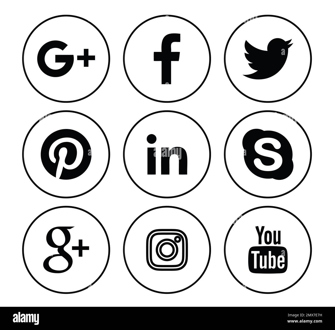 MYKOLAIV, UKRAINE - 5 AVRIL 2020 : collection de différentes icônes d'applications de médias sociaux, noir et blanc Banque D'Images