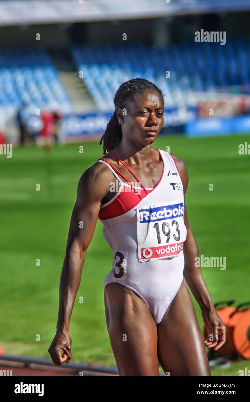 Merlene Ottey dans un concours en Espagne en 2004. Banque D'Images