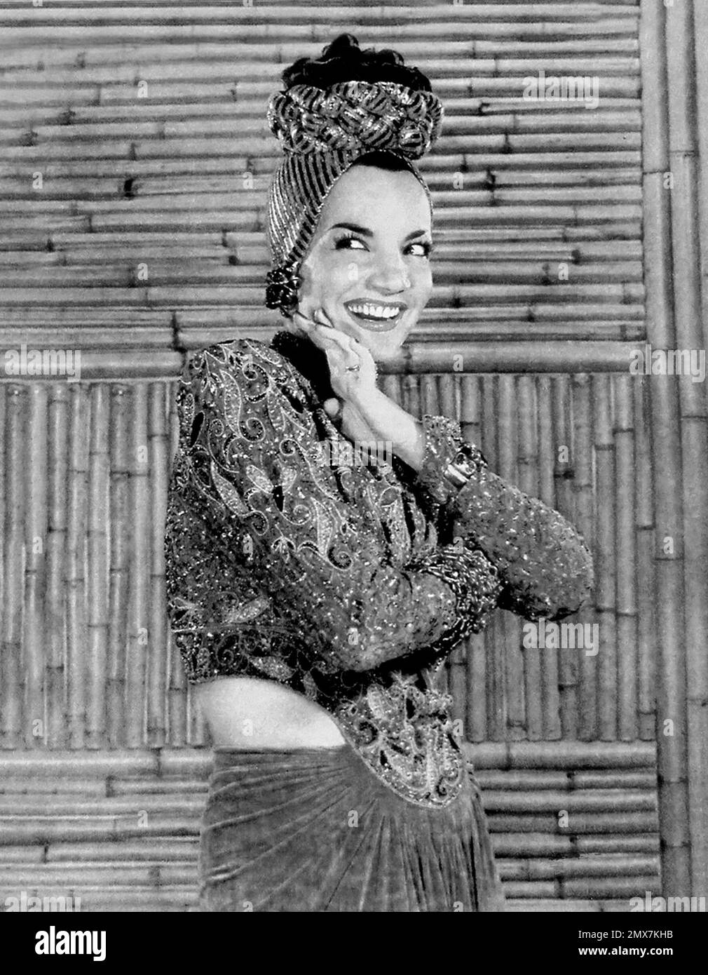 Carmen Miranda. Portrait de la chanteuse brésilienne de samba et actrice Maria do Carmo Miranda da Cunha (1909-1955), New York Sunday News, 1941 Banque D'Images