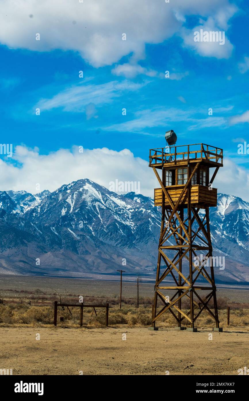 Independence, CA USA - 9 MARS 2022 : tour de garde au Manzanar War Relocation Center Banque D'Images