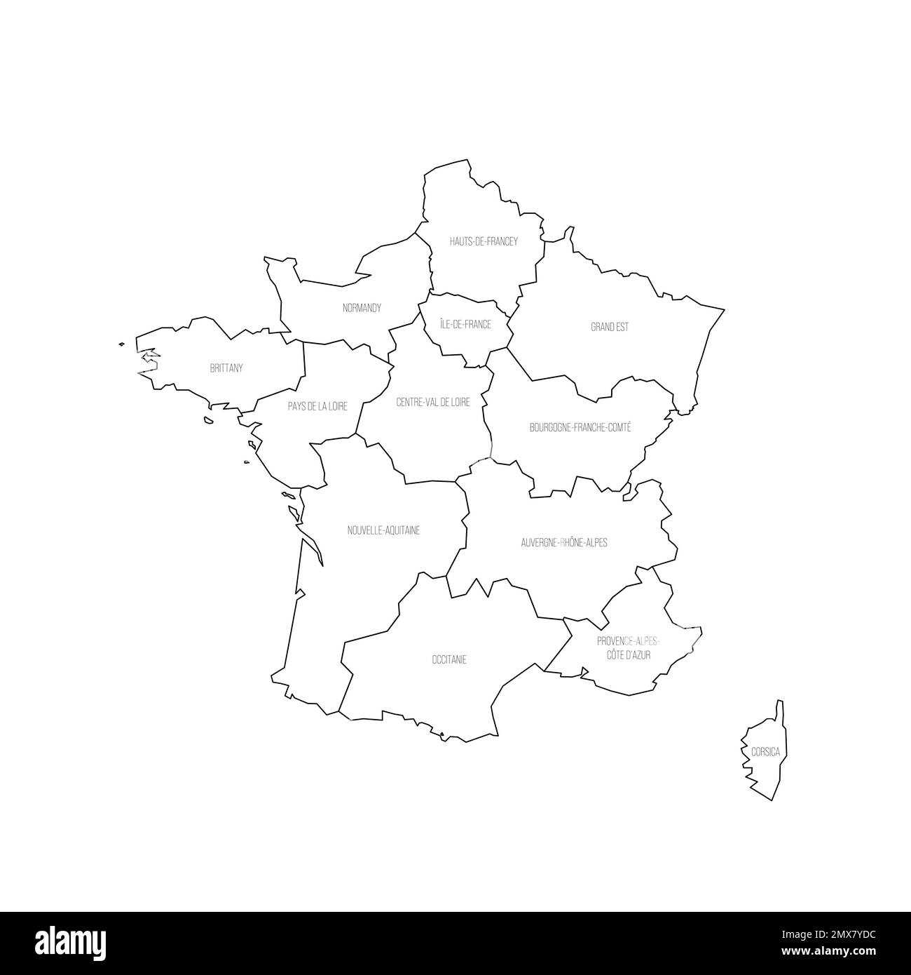 France carte politique des divisions administratives Illustration de Vecteur