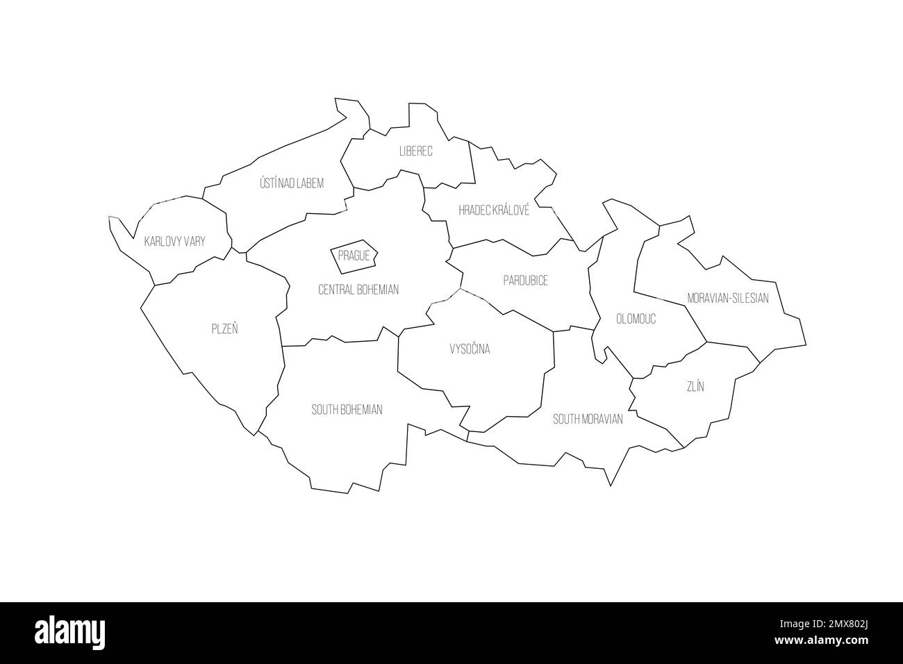 République tchèque carte politique des divisions administratives Illustration de Vecteur