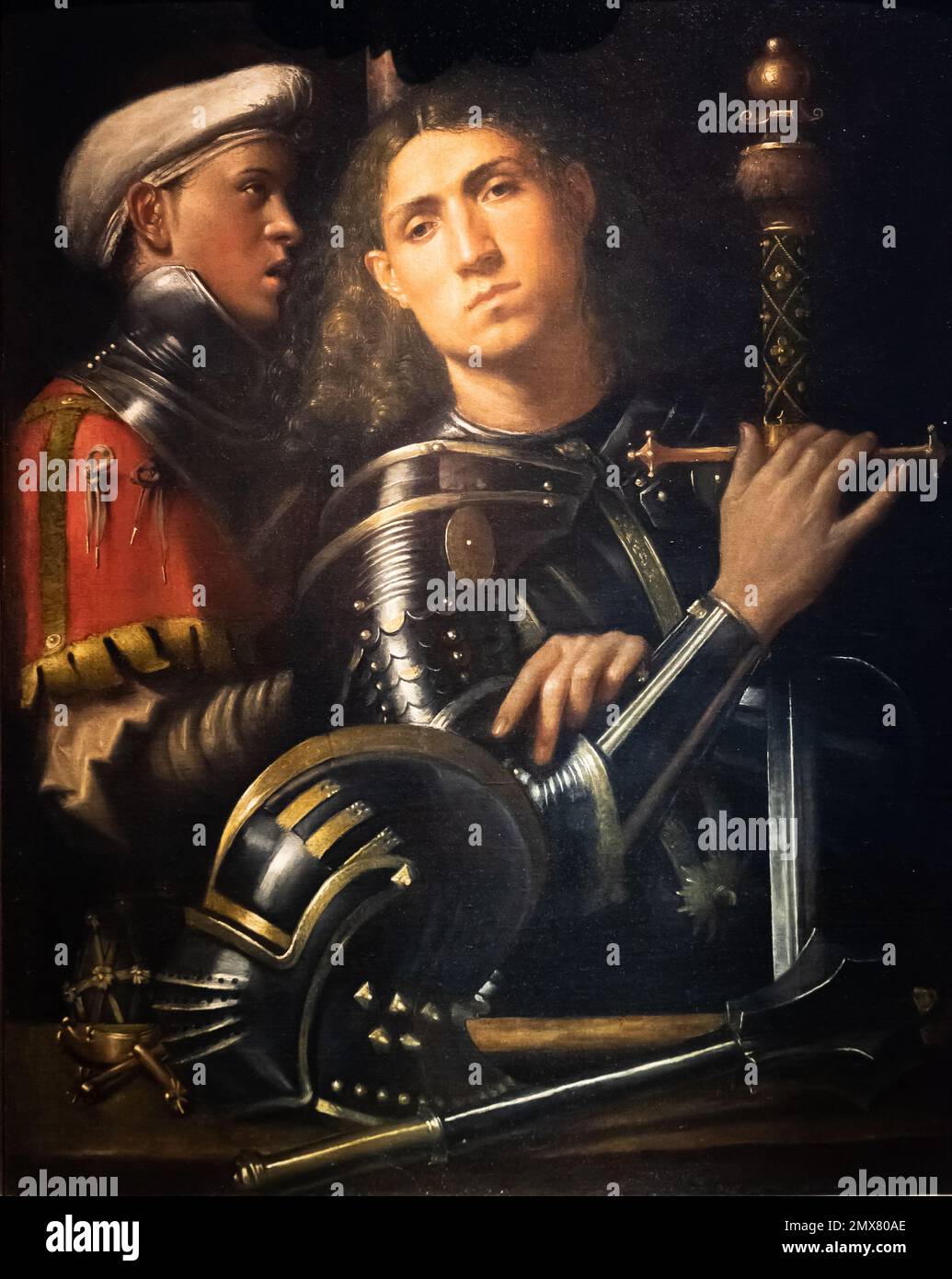 Peinture Renaissance montrant deux jeunes soldats Banque D'Images
