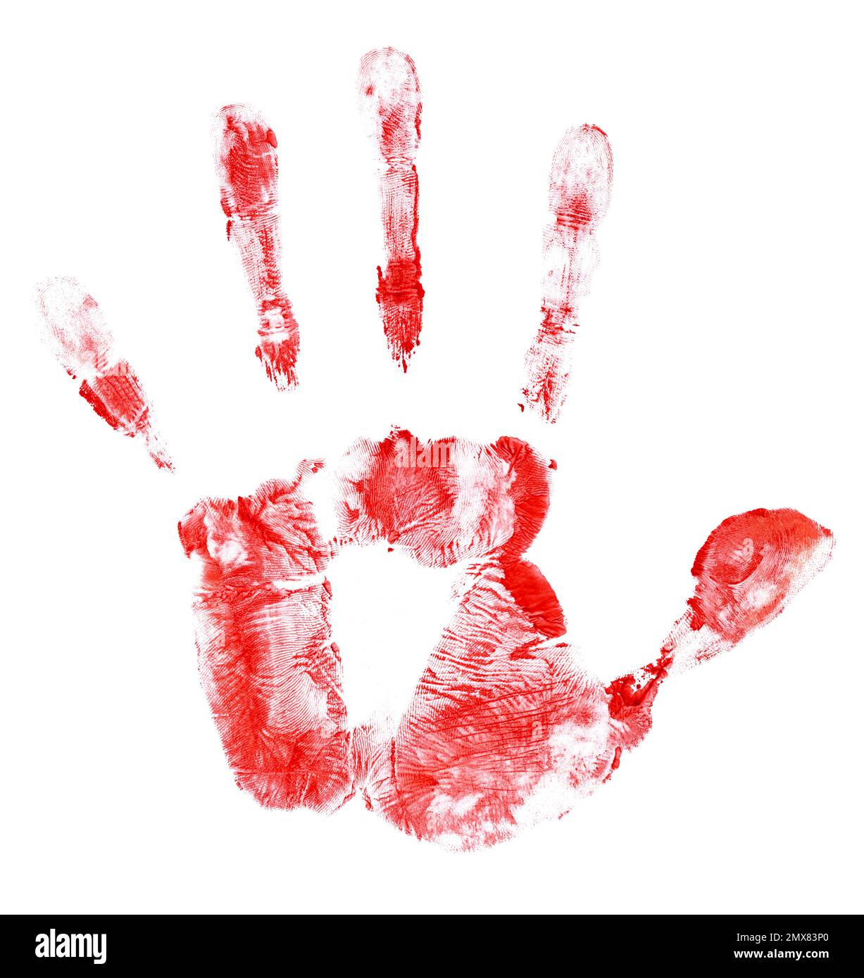 Une empreinte de paume et de doigts sur blanc Banque D'Images