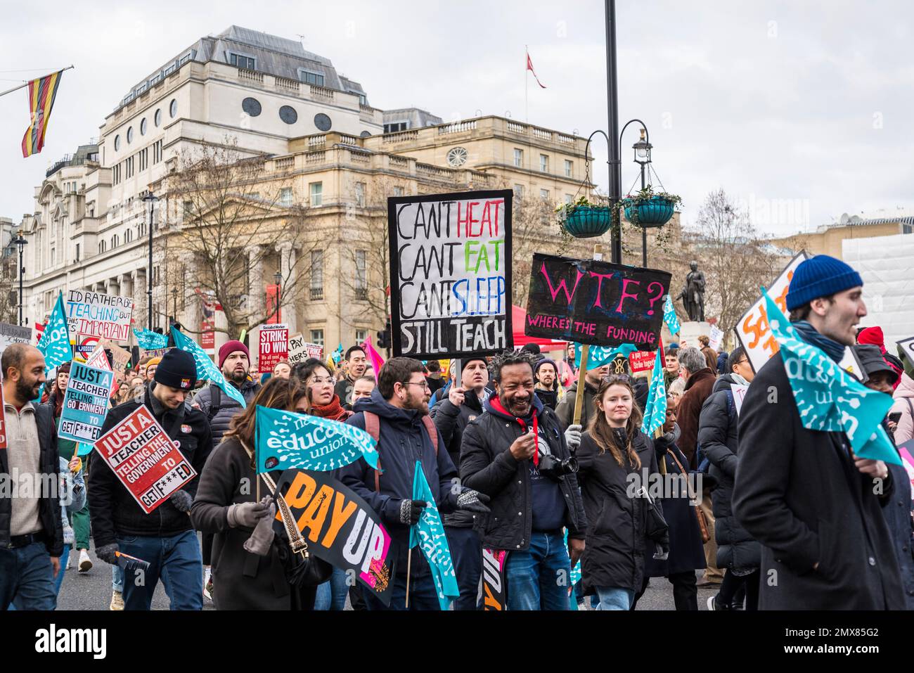 Les enseignants et les fonctionnaires se joignent à une grève de masse le mercredi prochain, Londres, Royaume-Uni. 01/02/2023 Banque D'Images