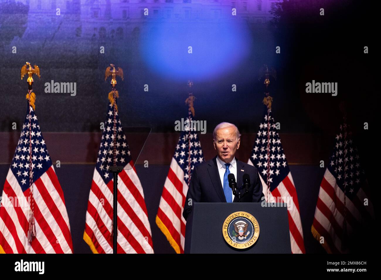 Le président des États-Unis, Joe Biden, s'exprime lors du déjeuner national de prière au Capitole à Washington, DC, le jeudi 2 février 2023. Crédit : Julia Nikhinson/CNP/MediaPunch Banque D'Images