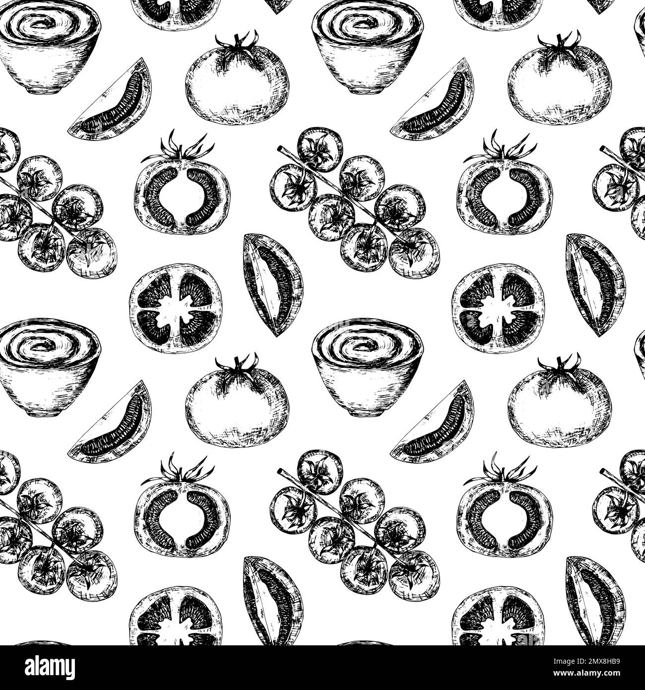 Motif imprimé tomates vectorisé sans couture Illustration de Vecteur